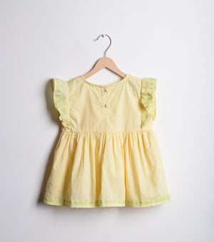 Yellow Cotton Embroidered Top