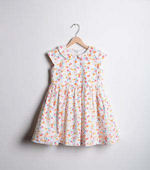 White Floral Printed Cotton Dress