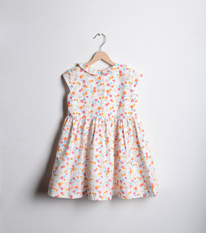 White Floral Printed Cotton Dress