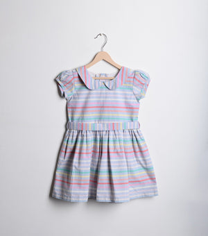 Multicolor Striper Cotton Flared Dress