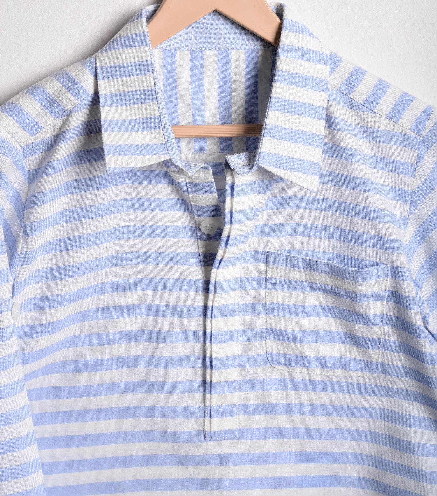 Blue Cotton Striped Shirt