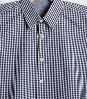 Navy Blue Chequered Cotton Shirt