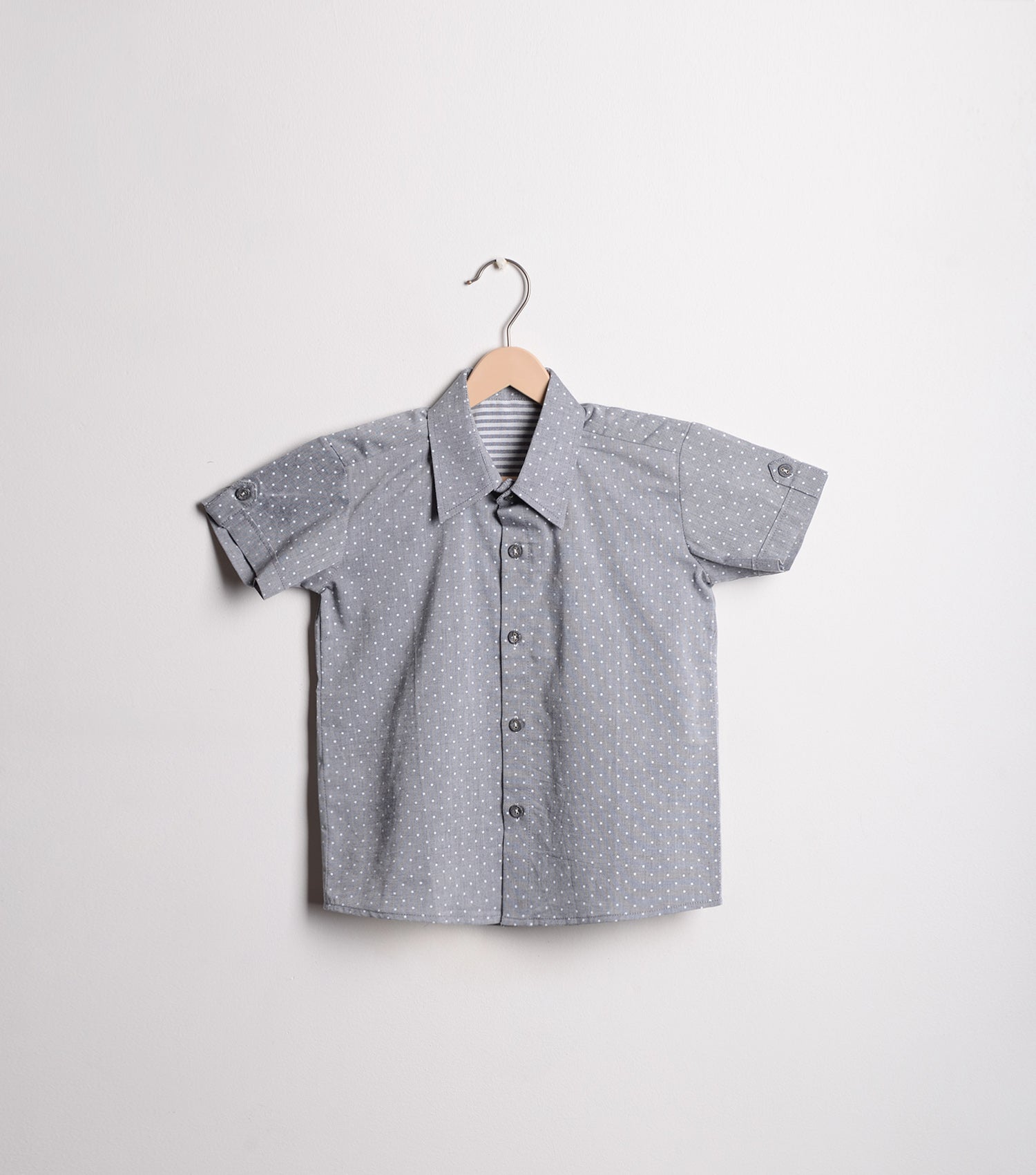 Grey polka dot printed Cotton Shirt