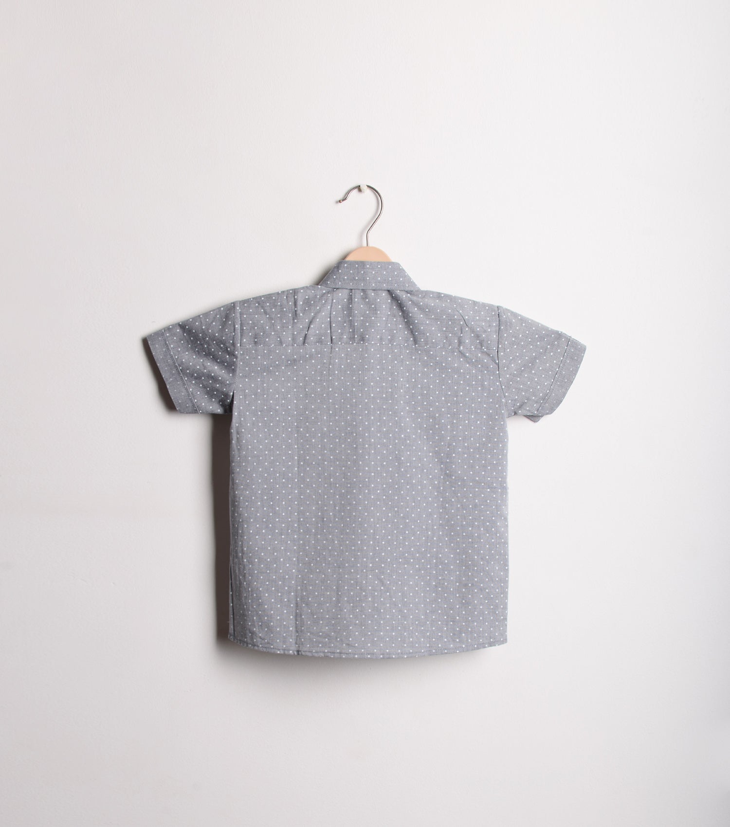 Grey polka dot printed Cotton Shirt