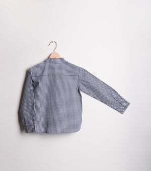 Navy Blue Chequered Cotton Kurta