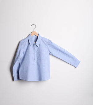 Sky Blue Polka Dot Printed Cotton Shirt
