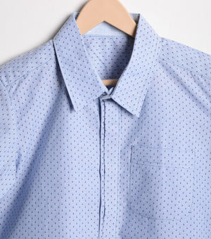 Sky Blue Polka Dot Printed Cotton Shirt
