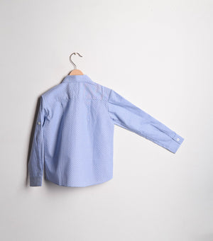 Sky Blue Polka Dot Printed Cotton Shirt