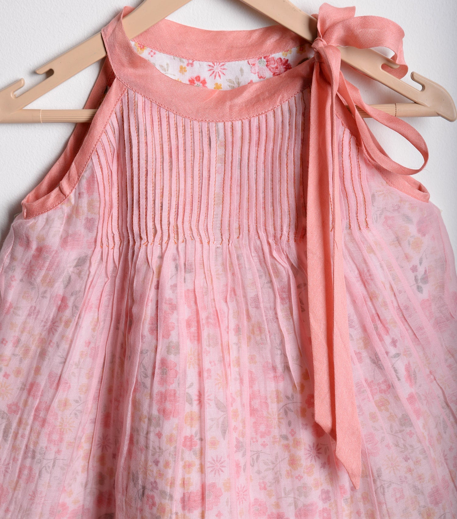 Pink Chanderi flared dress