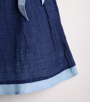 Blue Cotton embroidered flared dress