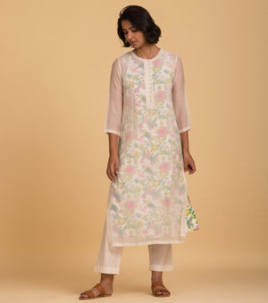 Natural floral chanderi kurta