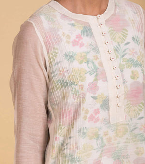 Natural floral chanderi kurta