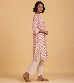 Natural floral cotton kurta