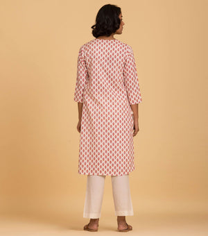 Natural floral cotton kurta