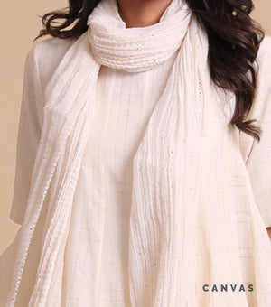 Natural chanderi crinkled dupatta