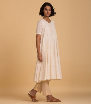 Ivory cotton flared kurta