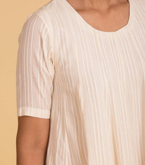 Ivory cotton flared kurta