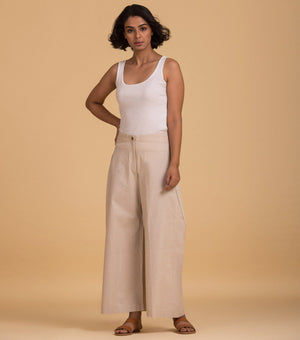 Beige chambray cuban pants