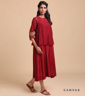 Wine Chanderi Kediyo set