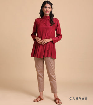 Wine Cotton Silk shirt