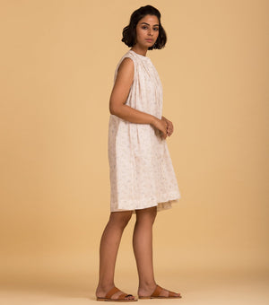 Cream printed cotton Dress