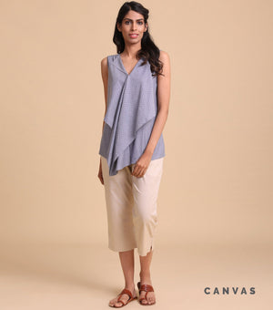 Light Blue Polka Dot Printed Cotton Top