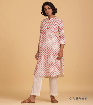 Natural floral cotton kurta