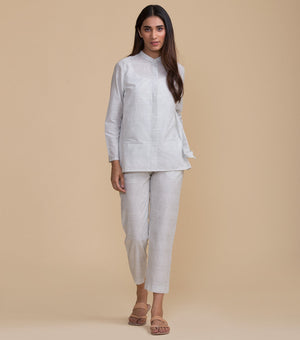 White Striped Cotton Pants