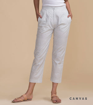 White Striped Cotton Pants
