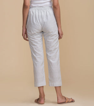 White Striped Cotton Pants