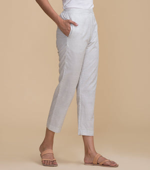 White Striped Cotton Pants