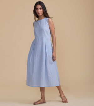 Blue cotton striped dress