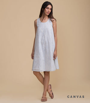 Blue sleeveless cotton tunic