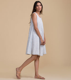 Blue sleeveless cotton tunic