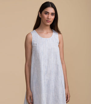 Blue sleeveless cotton tunic