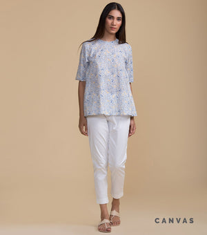 Blue printed Flared top