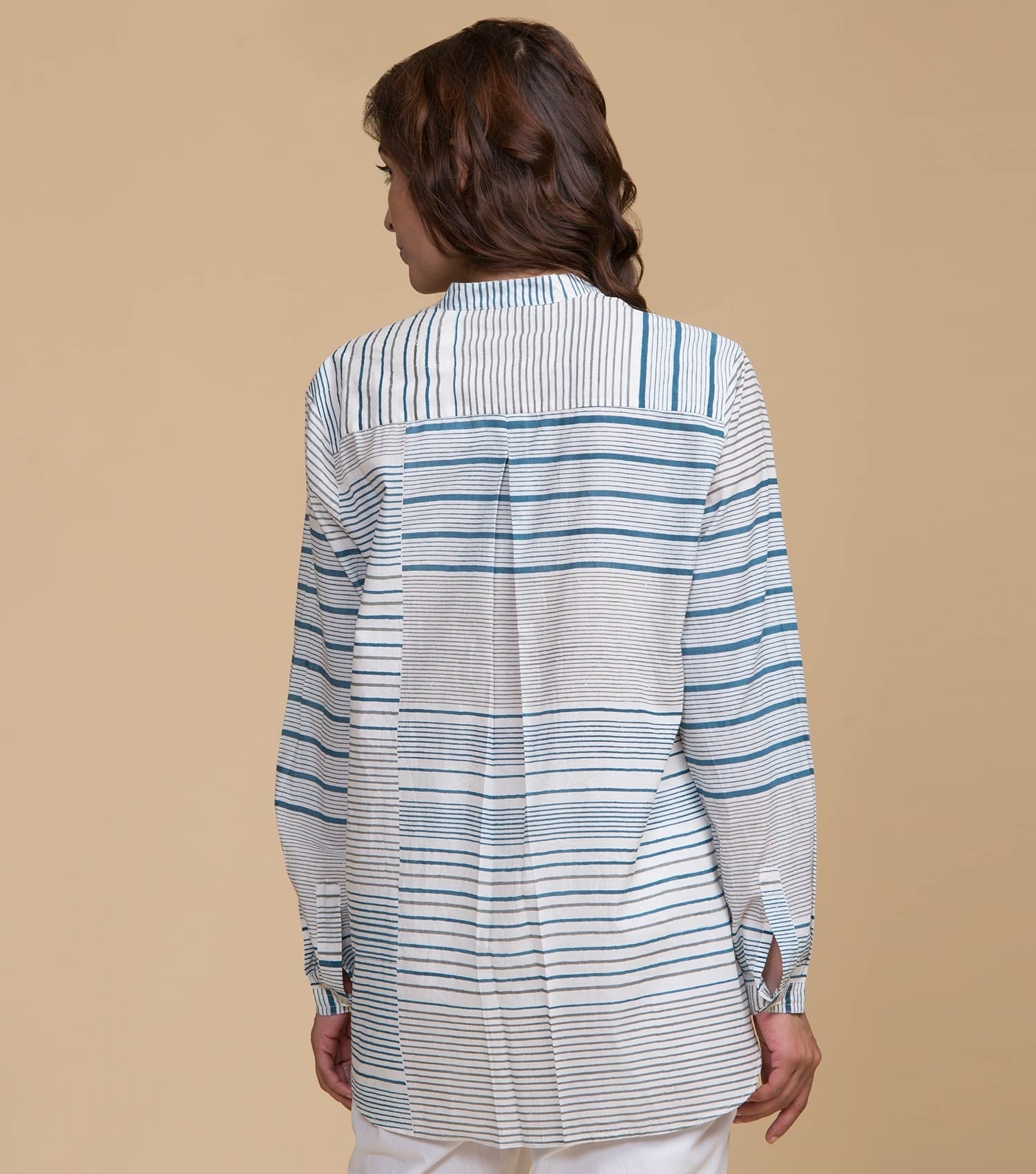 Natural multicolored striped top