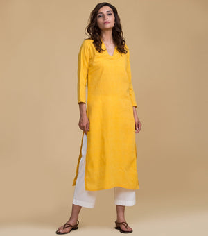 Mangalgiri cotton yellow kurta