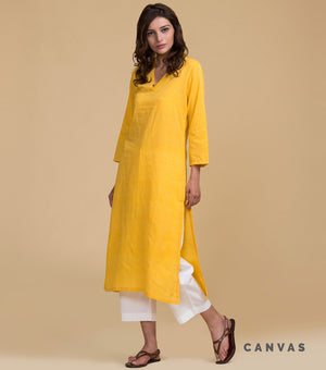 Mangalgiri cotton yellow kurta