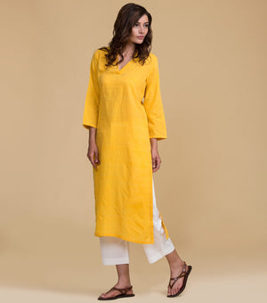 Mangalgiri cotton yellow kurta