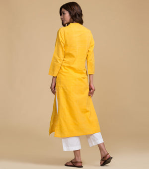Mangalgiri cotton yellow kurta