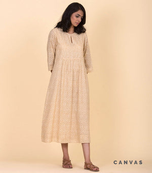 Beige floral cotton Dress