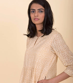 Beige floral cotton Dress