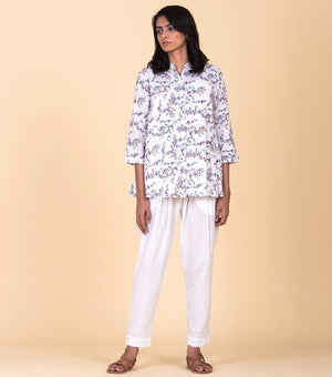 White Printed Floral Shirt