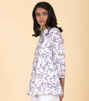 White Printed Floral Shirt