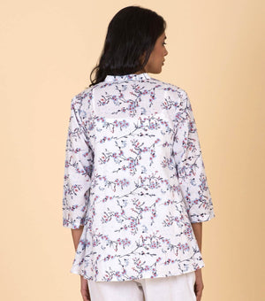 White Printed Floral Shirt